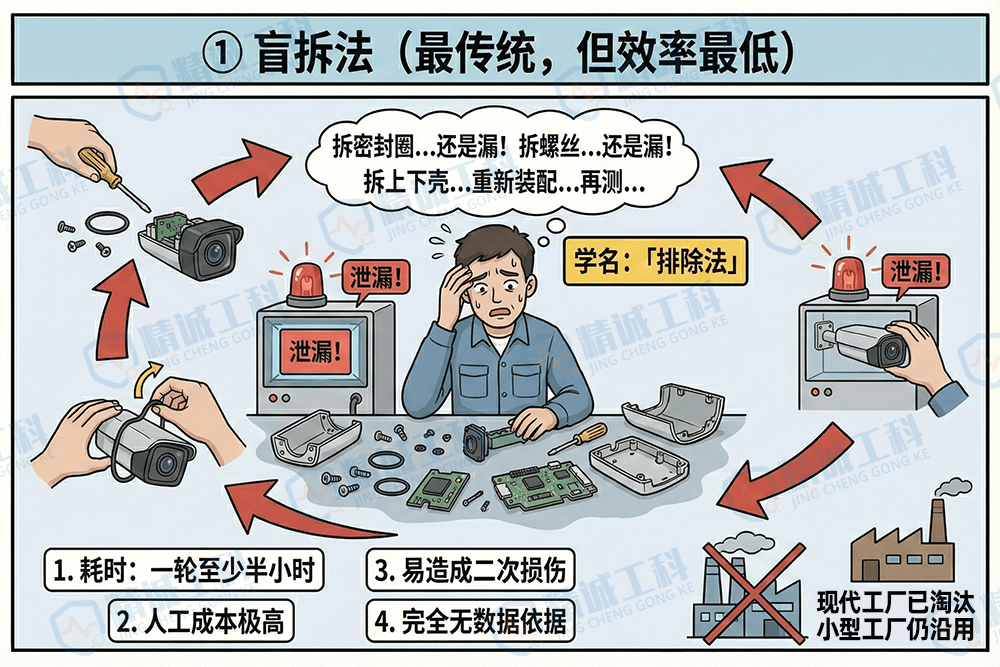 Quick Q&A: Luftdichtheitsprüfung von Produkten NG up? 1 Minute genaue Lokalisierung der Leckstelle der praktischen Methode Illustration